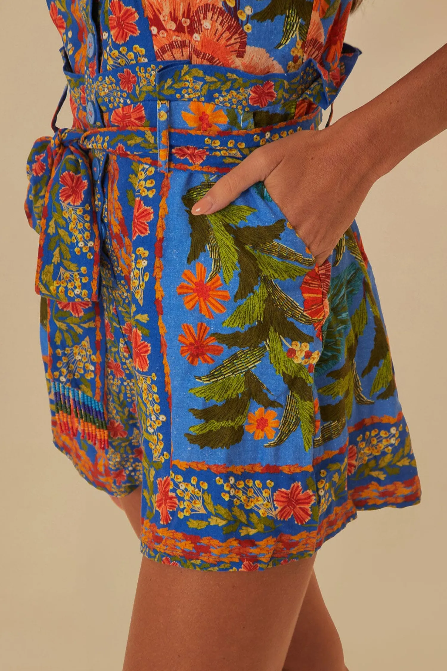 FARM Rio STICHED GARDEN BLUE ROMPER