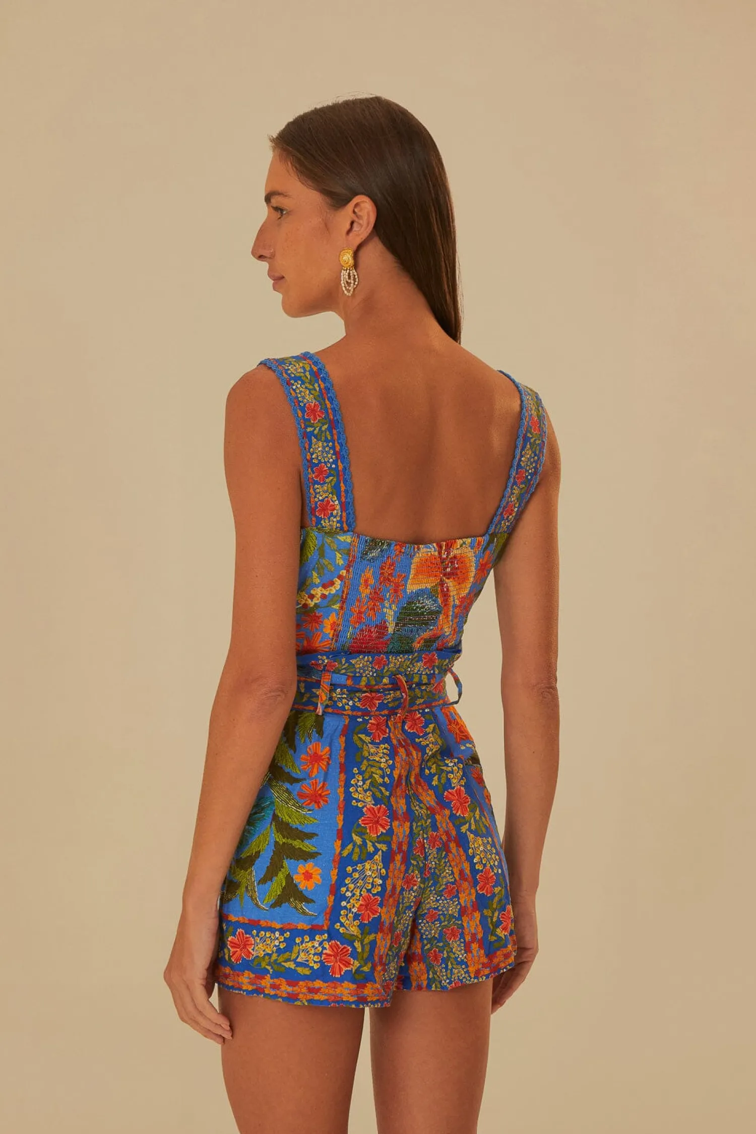 FARM Rio STICHED GARDEN BLUE ROMPER