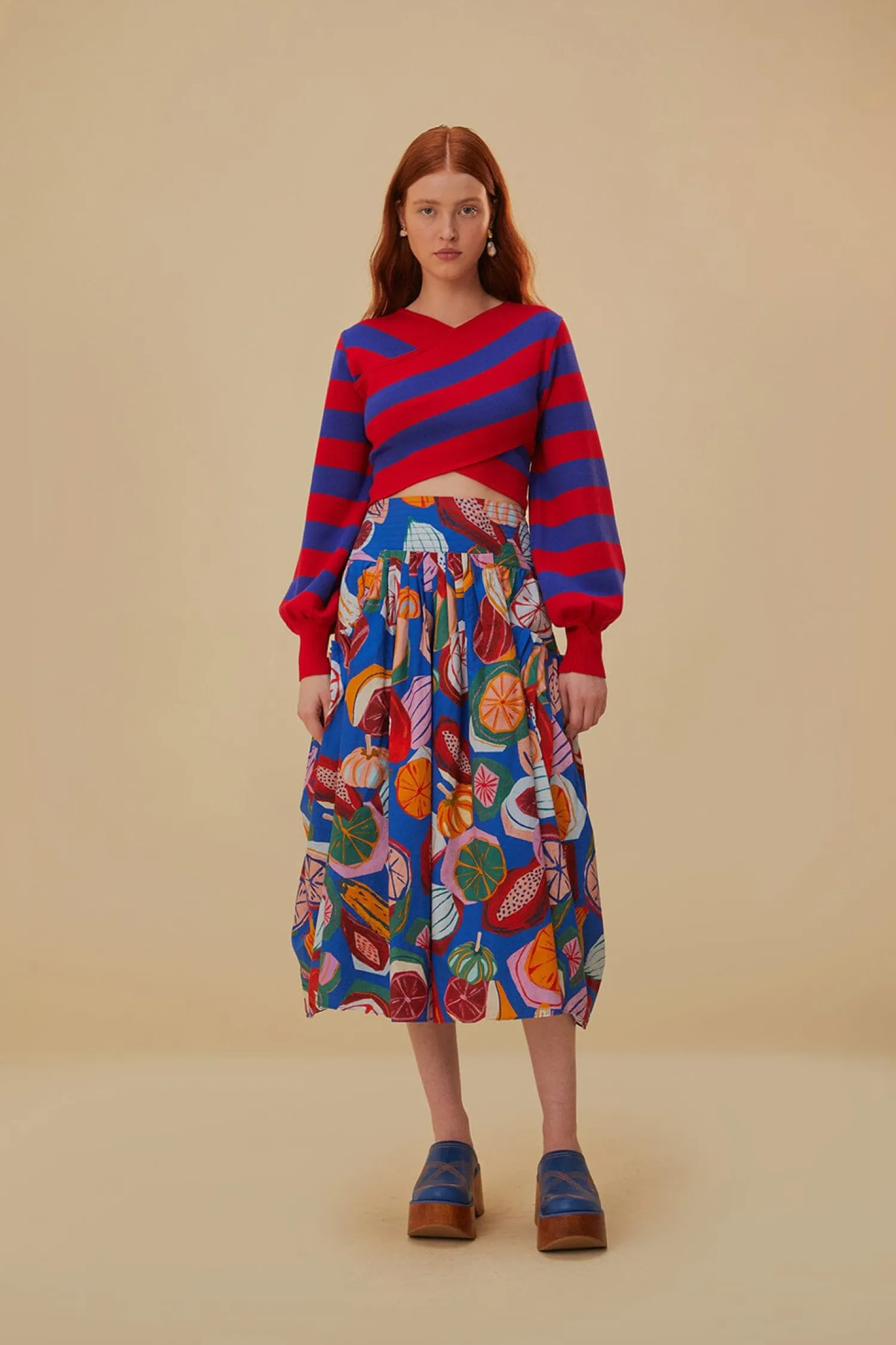 FARM Rio STRIPES WRAP KNIT SWEATER