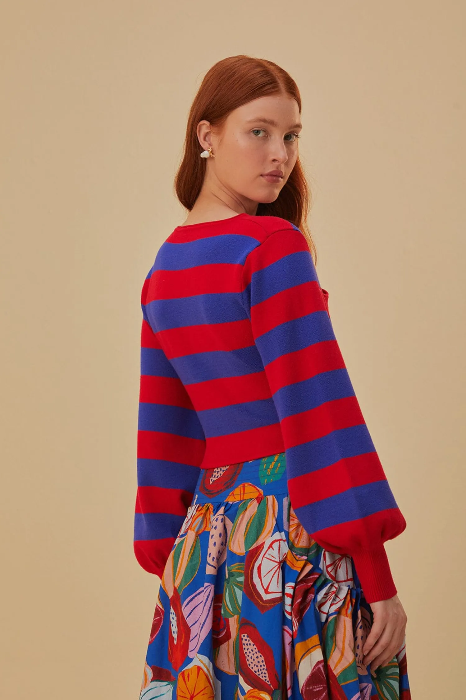 FARM Rio STRIPES WRAP KNIT SWEATER