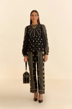 FARM Rio  SUN EMBROIDERED BLOUSE