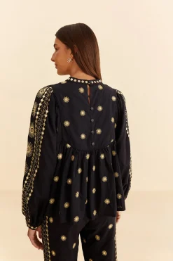 FARM Rio  SUN EMBROIDERED BLOUSE