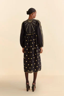 FARM Rio SUN EMBROIDERED MIDI DRESS