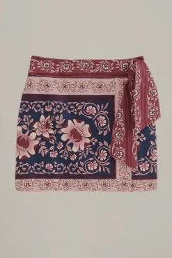 FARM Rio TEAL AINIKA CHARM OVERLAPPED SKIRT