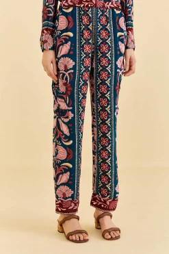FARM Rio TEAL SEASHELL TAPESTRY CARGO PANTS