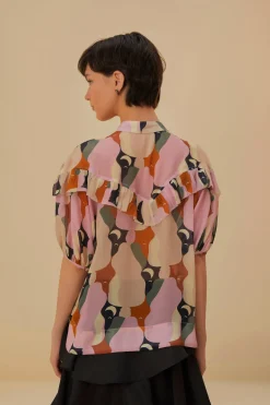 FARM Rio  THE KISS MULTICOLOR SHORT SLEEVE BLOUSE