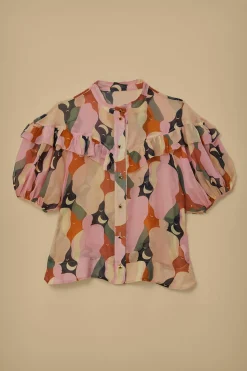 FARM Rio  THE KISS MULTICOLOR SHORT SLEEVE BLOUSE
