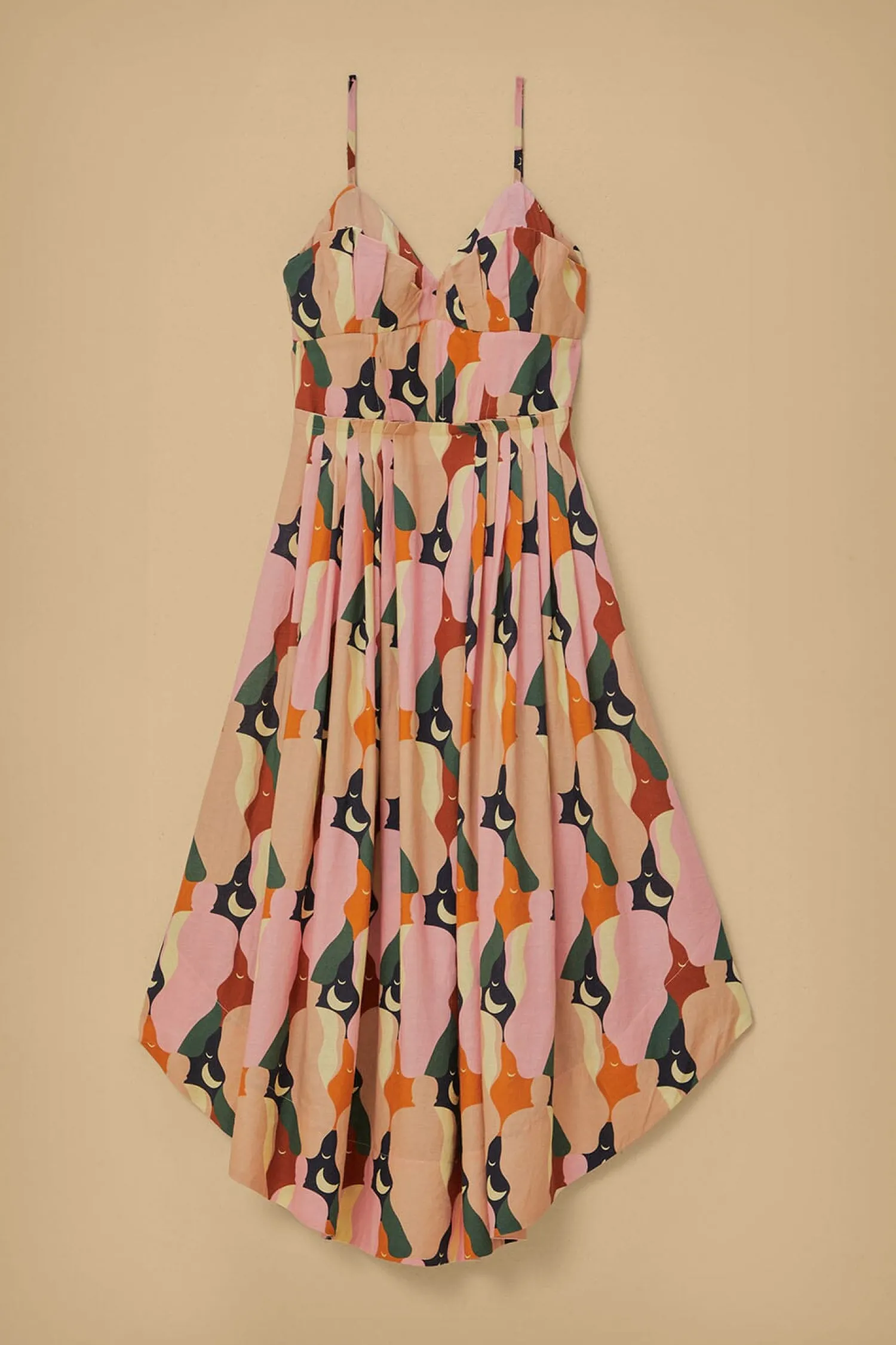 FARM Rio THE KISS MULTICOLOR SLEEVELESS MIDI DRESS