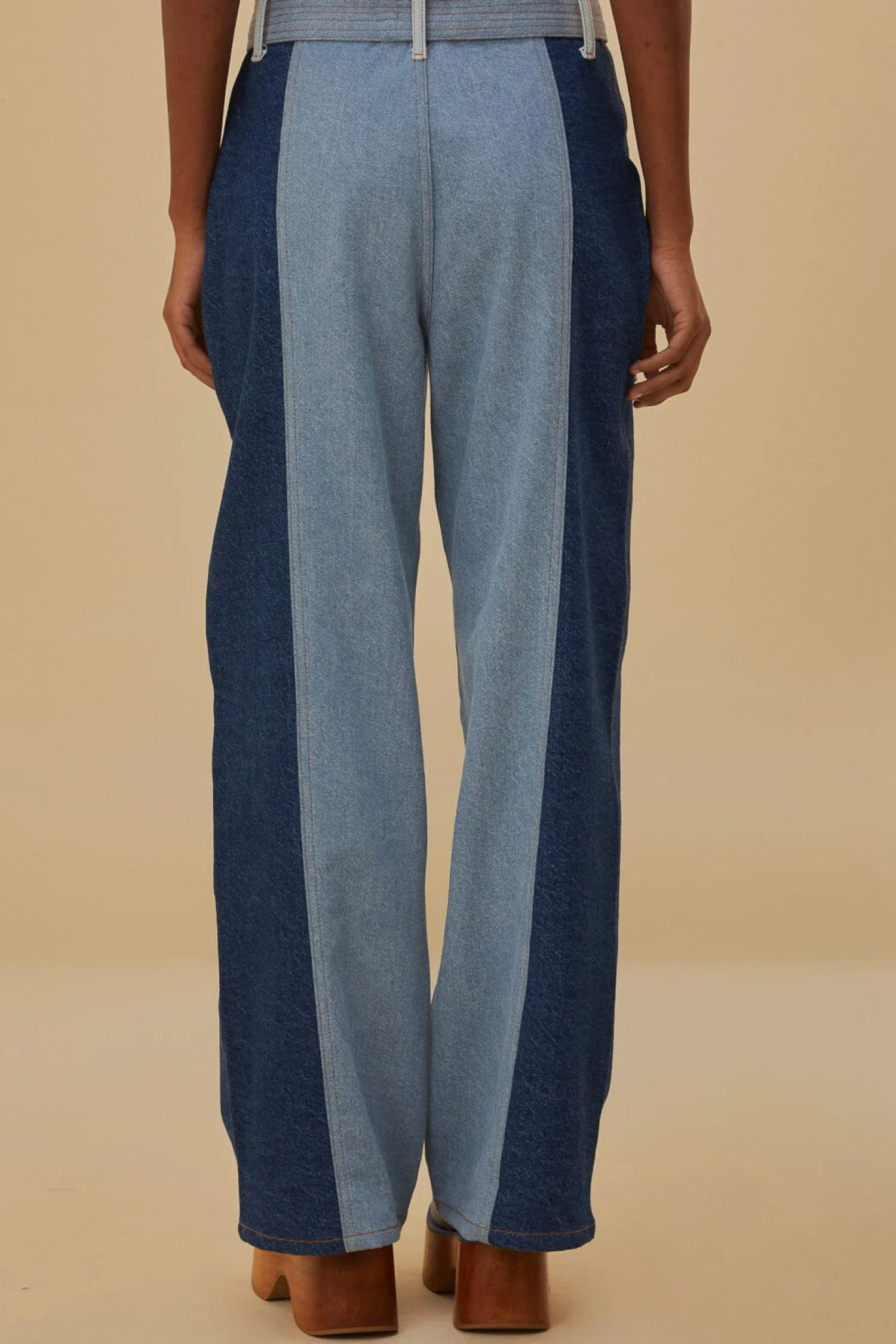 FARM Rio TIE WAIST PATCH DENIM PANTS