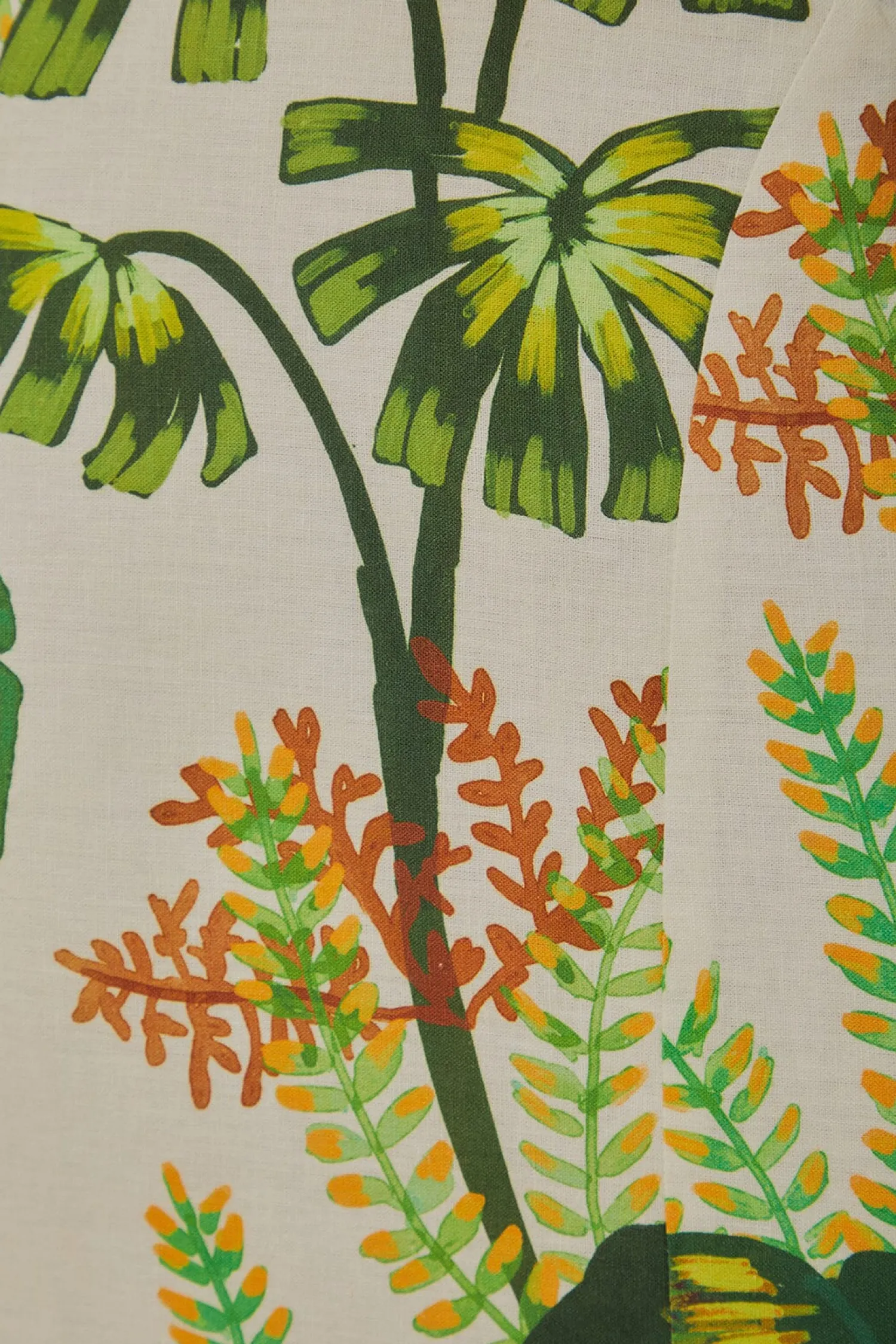 FARM Rio TROPICAL FOREST OFF-WHITE FRINGED MIDI DRESS