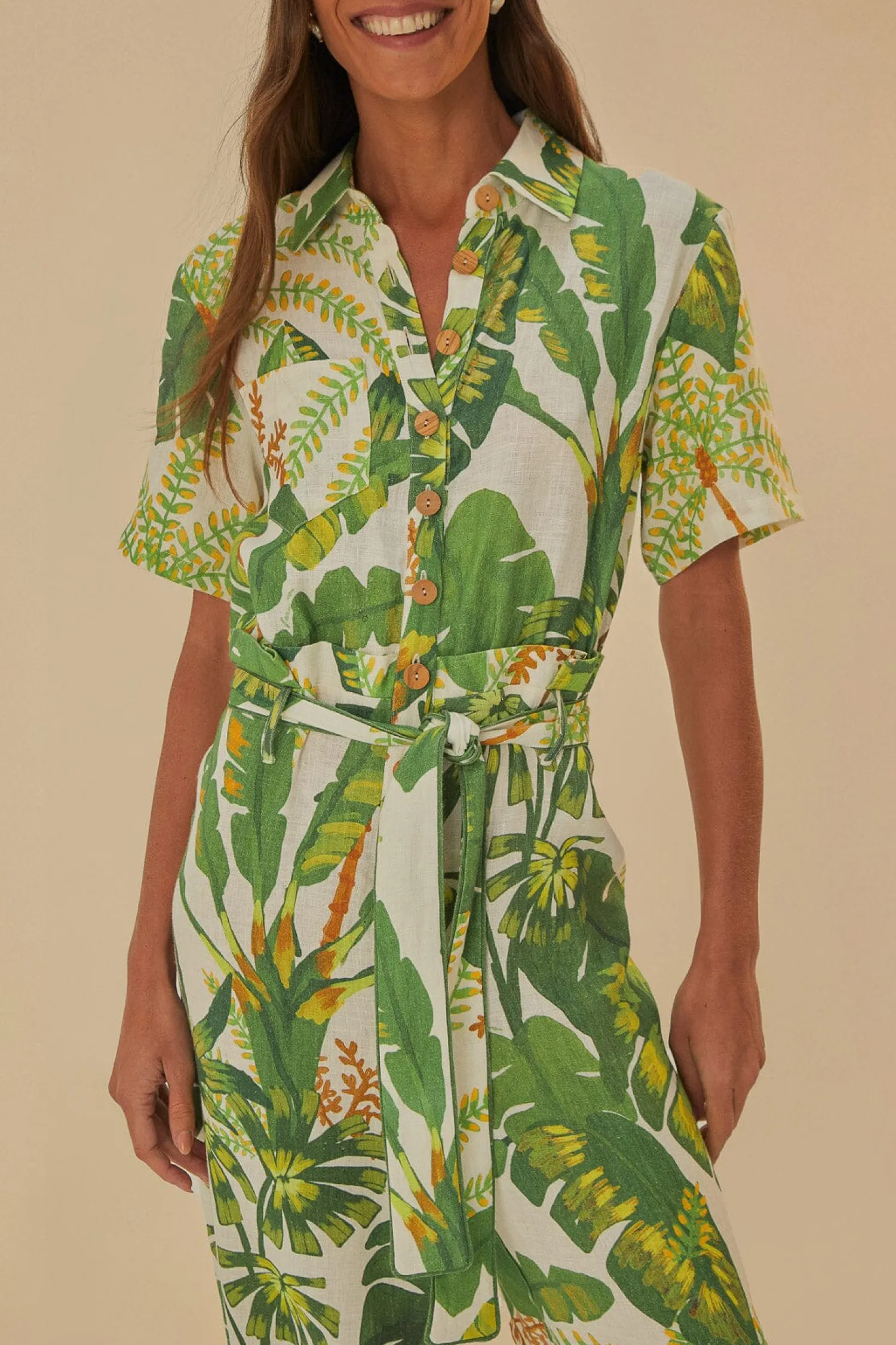 FARM Rio TROPICAL FOREST OFF-WHITE JUMPSUIT