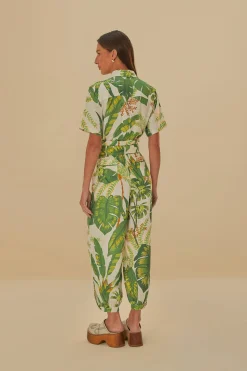 FARM Rio TROPICAL FOREST OFF-WHITE JUMPSUIT