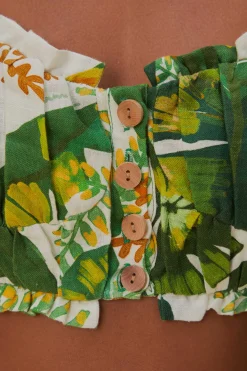 FARM Rio  TROPICAL FOREST OFF-WHITE KNOT SLEEVELESS CROP TOP