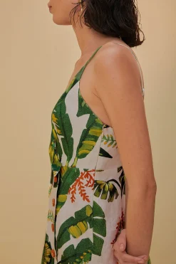 FARM Rio  TROPICAL FOREST OFF-WHITE MINI DRESS