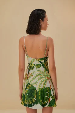 FARM Rio  TROPICAL FOREST OFF-WHITE MINI DRESS