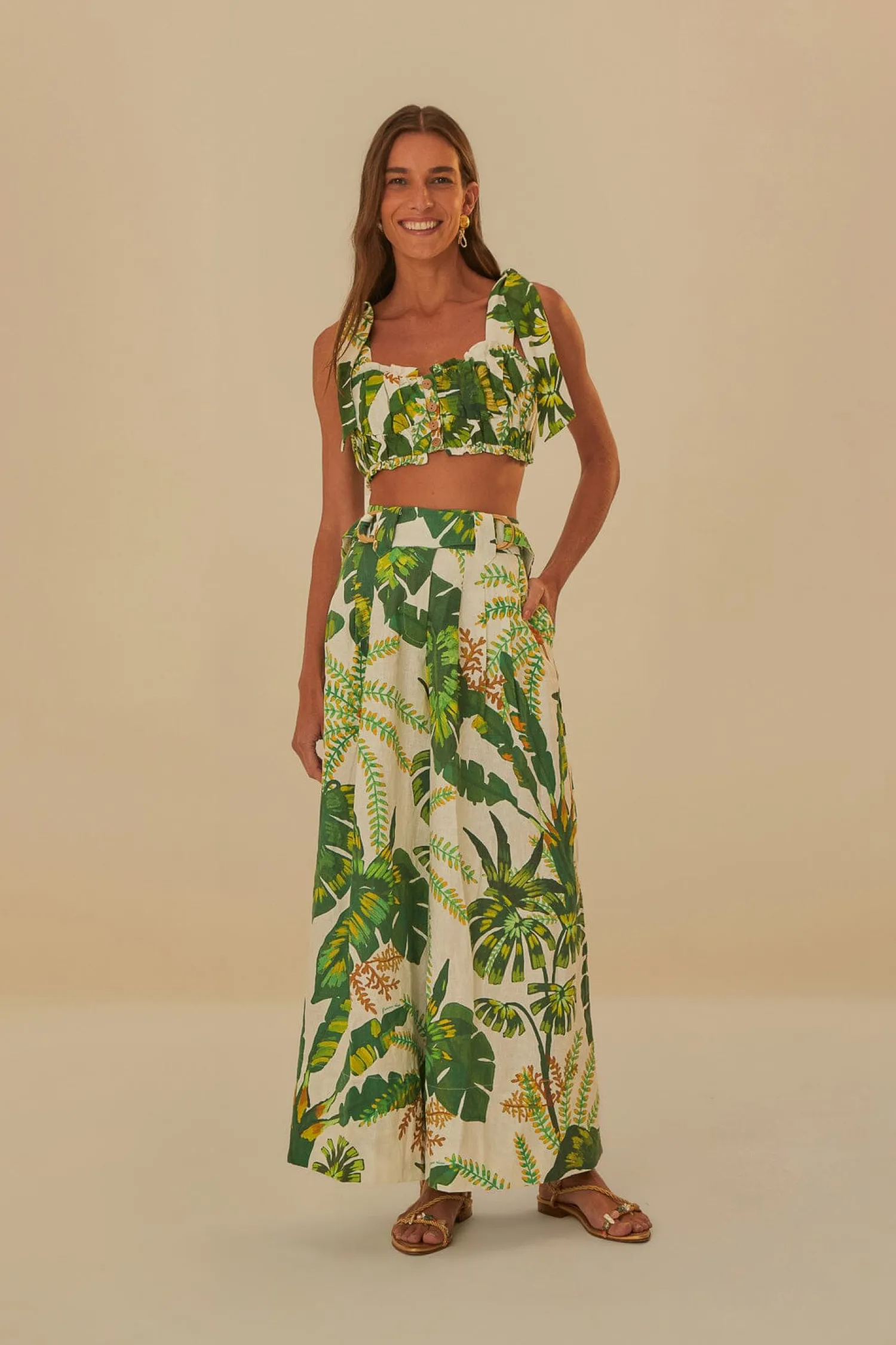 FARM Rio TROPICAL FOREST OFF-WHITE PANTS