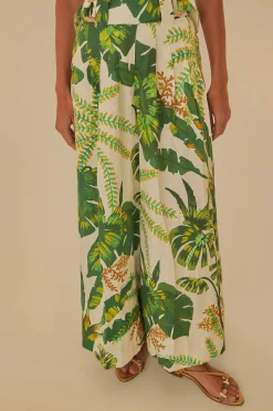 FARM Rio  TROPICAL FOREST OFF-WHITE PANTS
