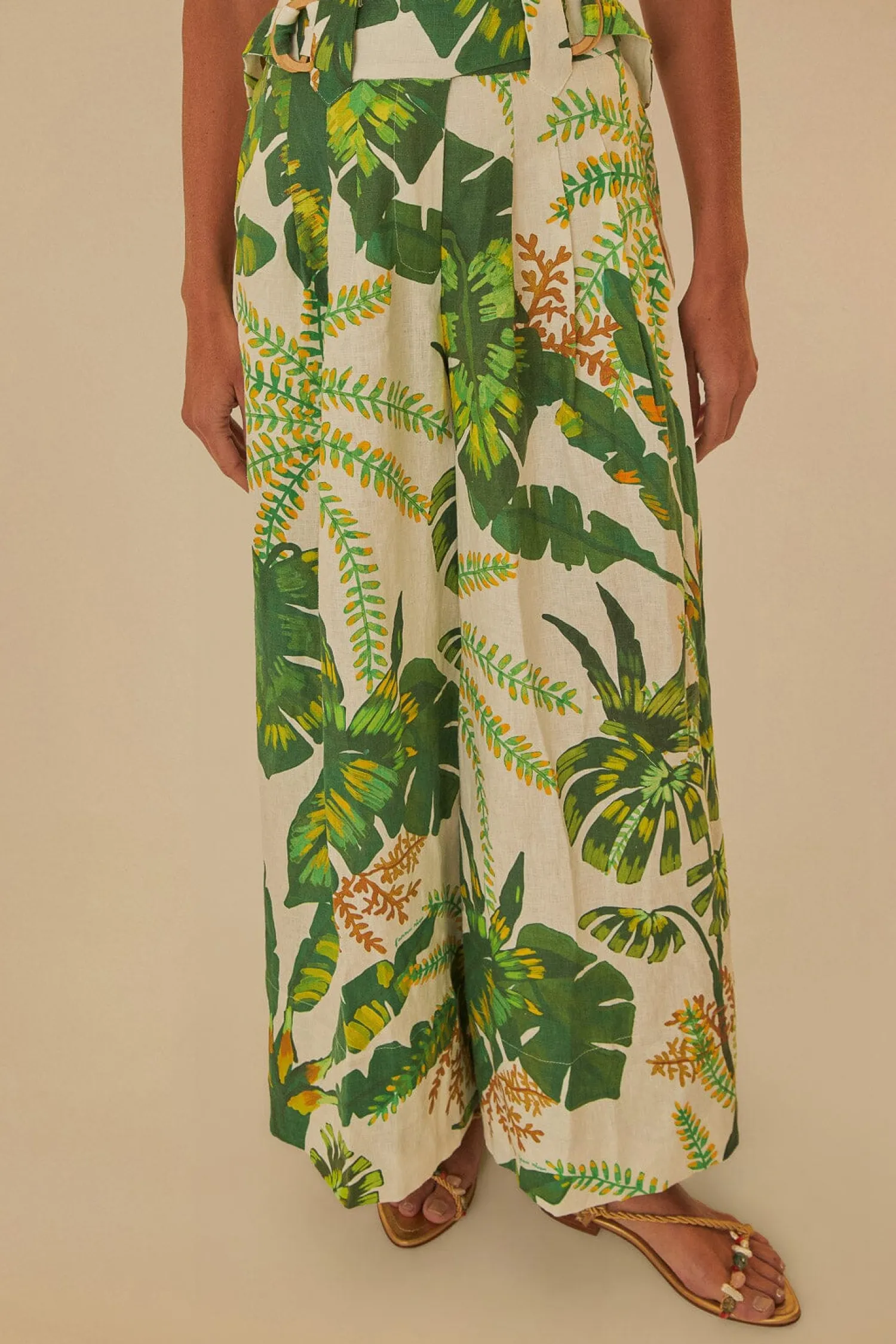 FARM Rio TROPICAL FOREST OFF-WHITE PANTS