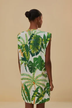 FARM Rio TROPICAL FOREST OFF-WHITE T-SHIRT DRESS