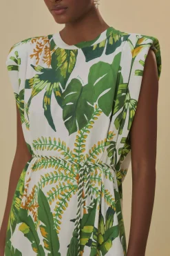FARM Rio TROPICAL FOREST OFF-WHITE T-SHIRT DRESS