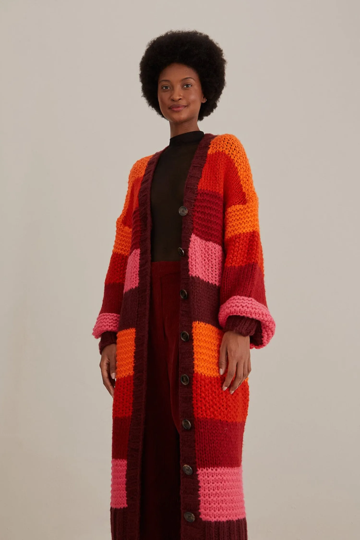 FARM Rio TROPICAL STRIPES MIDI KNIT CARDIGAN