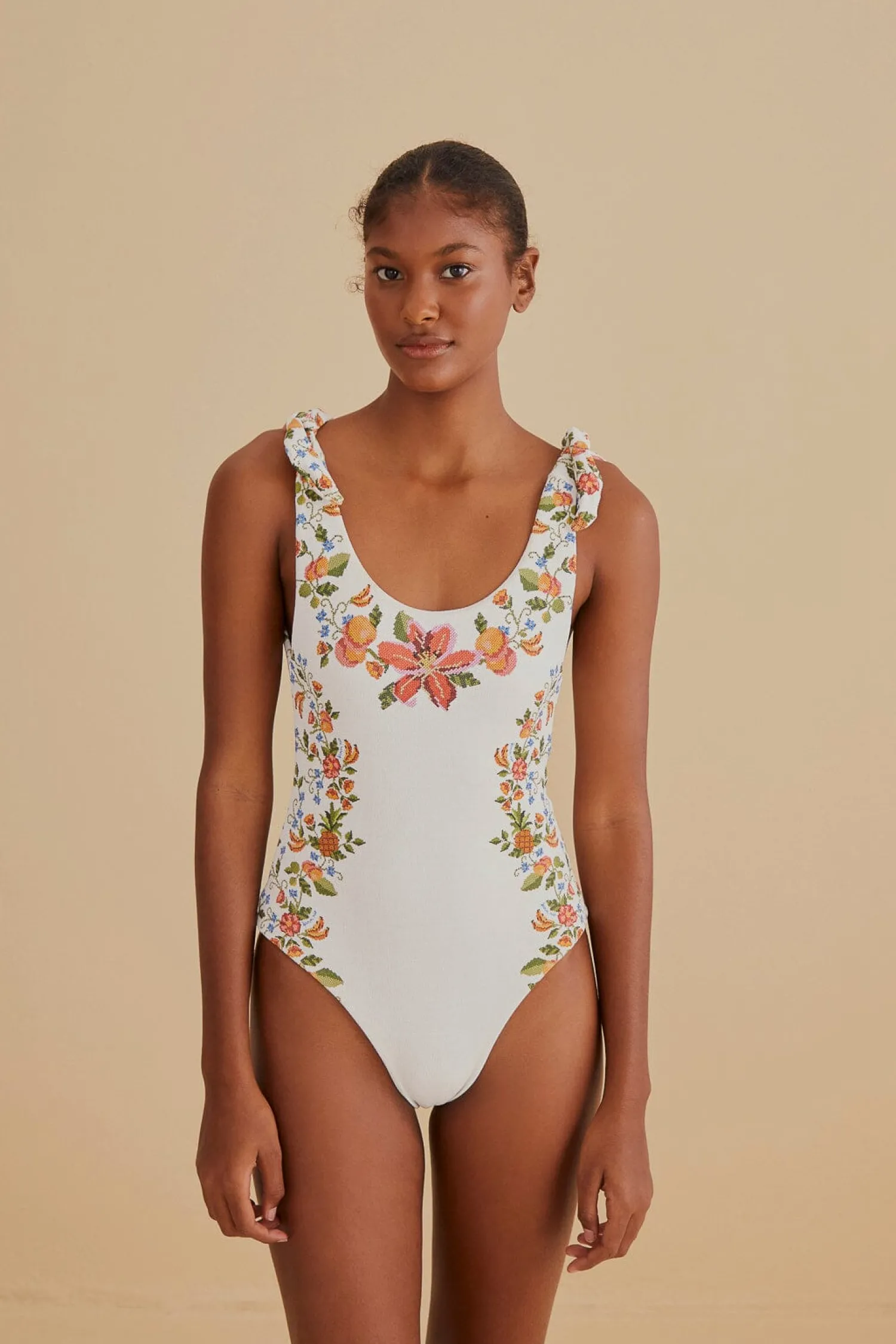 FARM Rio WHITE BANANA VITAMIN ONE PIECE SWIMSUIT