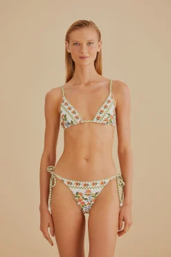 FARM Rio  WHITE BANANA VITAMIN SIDE TIE BIKINI BOTTOM