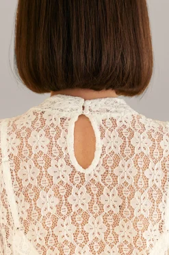 FARM Rio  WHITE LACE LONG SLEEVE BLOUSE