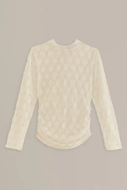 FARM Rio  WHITE LACE LONG SLEEVE BLOUSE