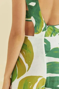 FARM Rio WHITE MONSTERA ONE SHOULDER JUMPSUIT