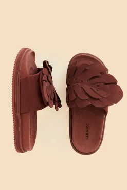 FARM Rio  WINE MONSTERA ANATOMIC SLIDE SANDAL