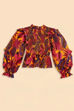 FARM Rio YELLOW FRUIT DREAM LONG SLEEVE BLOUSE