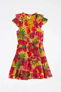 FARM Rio YELLOW FRUIT DREAM RUFFLE MINI DRESS
