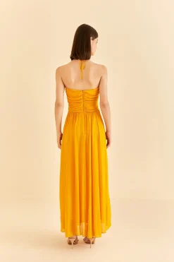 FARM Rio  YELLOW SLEEVELESS MAXI DRESS WITH SUN BUCKLE