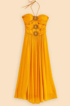 FARM Rio  YELLOW SLEEVELESS MAXI DRESS WITH SUN BUCKLE